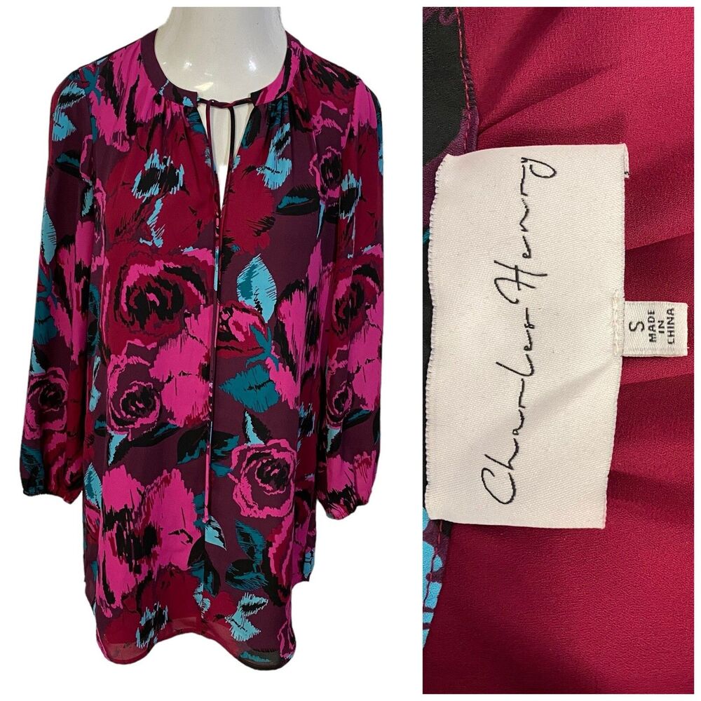 Charles Henry Dress Womens Small Pink Floral Shift Work Office Church Coastal